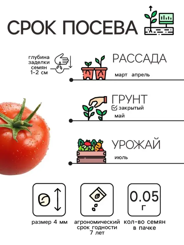 Семена Томат «Верлиока», индетерминатный, высокорослый, 0.05 г Семена Томат «Верлиока», индетерминатный, высокорослый, 0.05 г