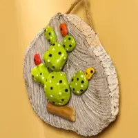 Панно «Кактус», 17×18×5 см, дерево Албезия