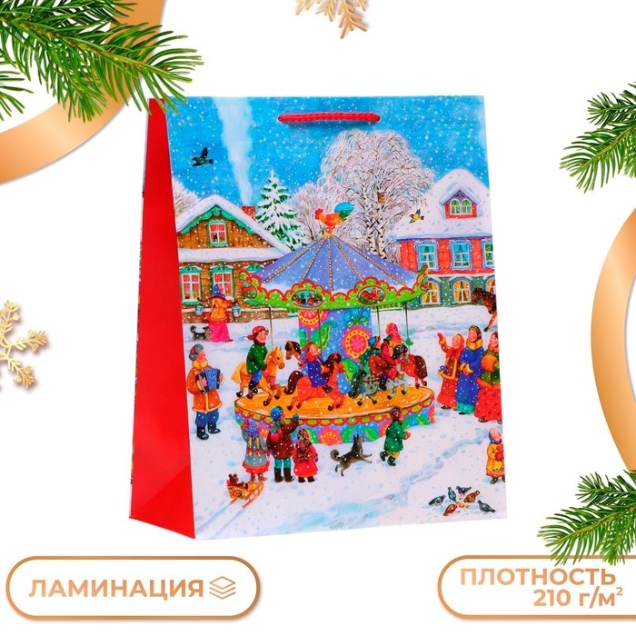 Новый год. Пакет подарочный Новый год. Пакет подарочный "Карусель", 26 х 32 х 12 см.