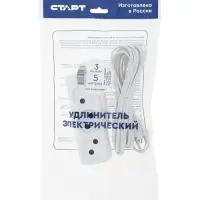 Удлинитель СТАРТ УХ6-103, 3 розетки, 5 м, 6 А, ШВВП, с заземлением, белый
