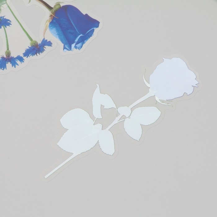 Наклейки пластик Наклейки пластик "Цветы и цитаты. Голубые" набор 12 шт 8,5х21,5х0,2 см