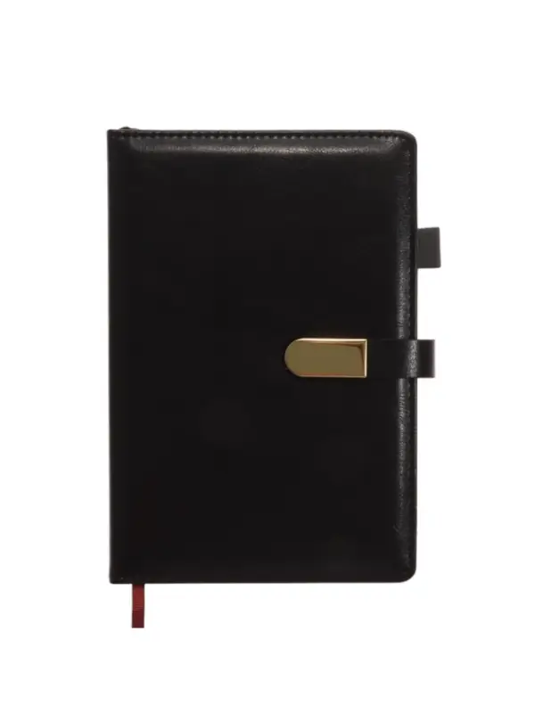 Ежедневник недатированный формат А5, 80л, линия, с ручкой, подар коробка, Черный