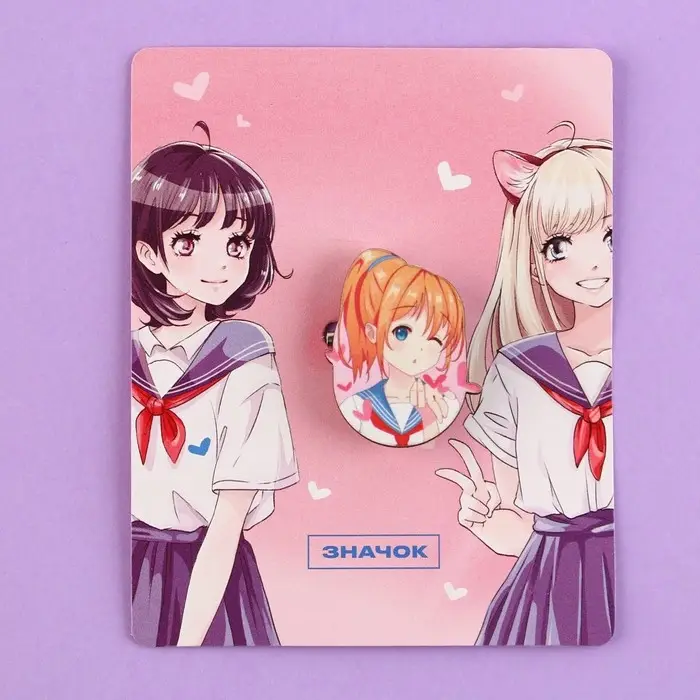 Значок деревянный «Школьницы», аниме, 2,6 х 3,3 см Значок деревянный «Школьницы», аниме, 2,6 х 3,3 см