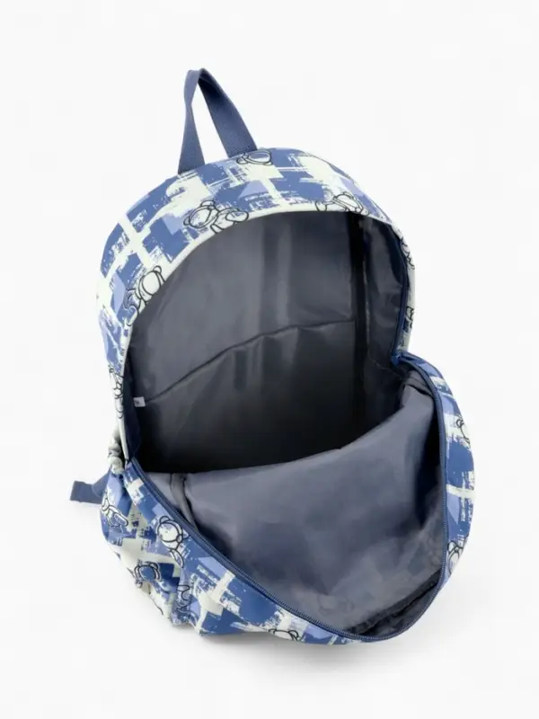 Рюкзак школьный на молнии, с карманами, с принтом, размер 28.5&times;12&times;41 см, синий