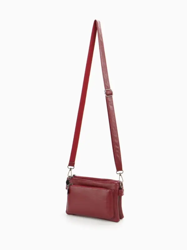 Сумка женская кросс-боди на молнии, 20.5&times;2&times;13 см, бордовая