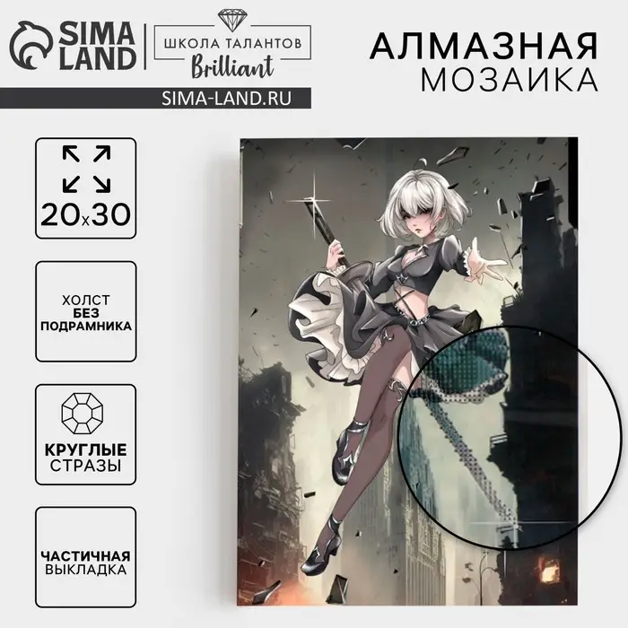 Алмазная мозаика с частичным заполнением на холсте &laquo;Девушка с клинком&raquo;&lrm;, 20&times;30 см