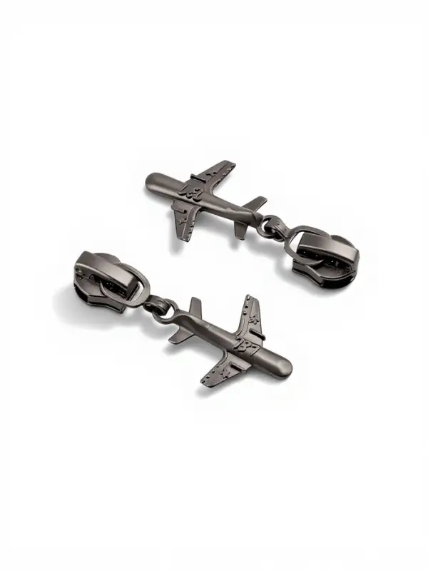 Бегунок для молнии &laquo;Спираль&raquo;, №5, &laquo;Самолёт&raquo;, цвет чёрный никель