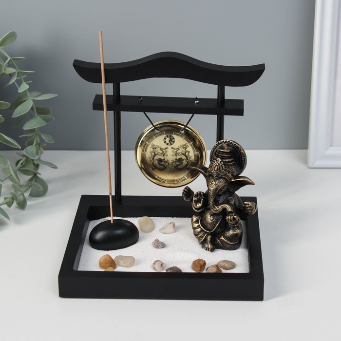 Сад Дзен  Сад Дзен "Ганеша у гонга" песок+камни+аромапалочка 13,2х15х15,5 см