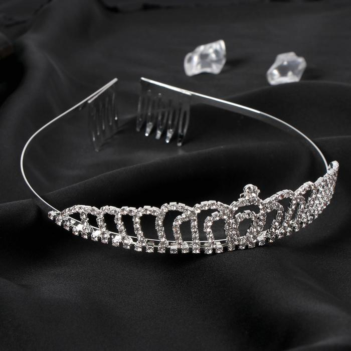 Диадема для волос Диадема для волос "Аделина" полоски, 2,5 см, серебро