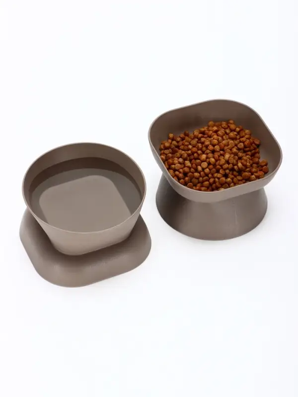 Миска для животных &laquo;КУБ&raquo;, 200 мл, покрытие софт-тач, французский серый