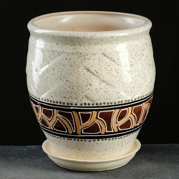 Горшок цветочный Горшок цветочный "Фикус №3" коричнево-белый 3л