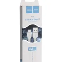 Кабель Hoco X20, Type-C - USB, 3 А, 2 м, PVC оплетка, белый