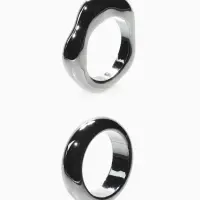 Кольцо пластик «Стиль», набор 2 шт. размер 17, цвет серебро Кольцо пластик «Стиль», набор 2 шт. размер 17, цвет серебро