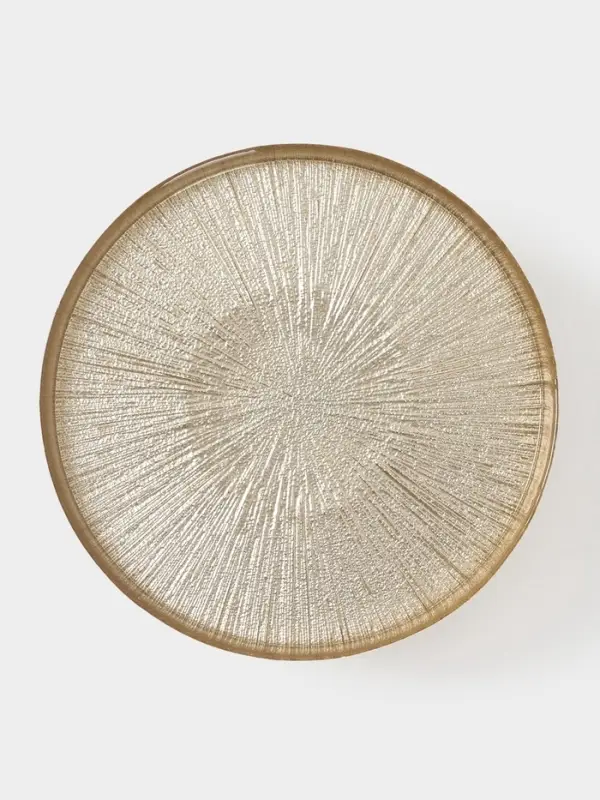 Блюдо для торта &laquo;Кувшинка&raquo;, d=21 см, на ножке, стекло, золотистое