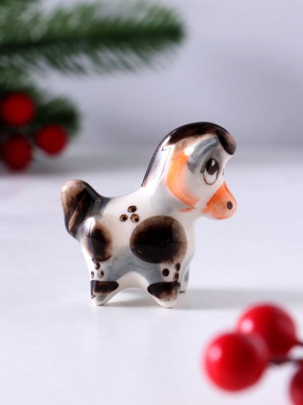 Сувенир Конь Дымка, 5х5,5х2,5 см, гжель, цвет Сувенир Конь Дымка, 5х5,5х2,5 см, гжель, цвет