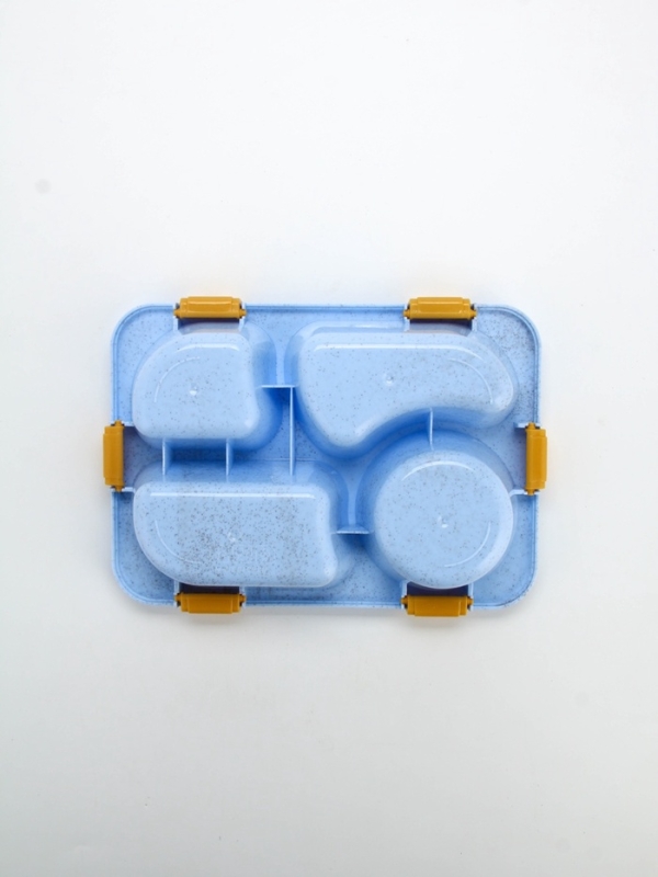 Ланч - бокс с 4 секциями «До/после обеда», 23 х 17 х 5,5 см, голубой