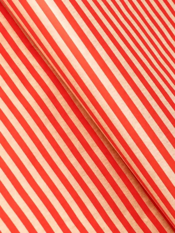 Бумага упаковочная крафт &laquo;Полосы красные&raquo;, 0.68&times;10&plusmn;5% м, 60 г