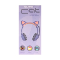 Наушники Qumo Game Cat Purple, игровые, микрофон, USB+3.5 мм, 2м, фиолетовые