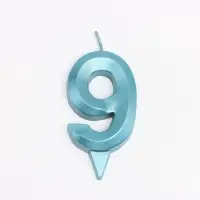 Свеча в торт «Цифра 9», голубая, 6.5 см