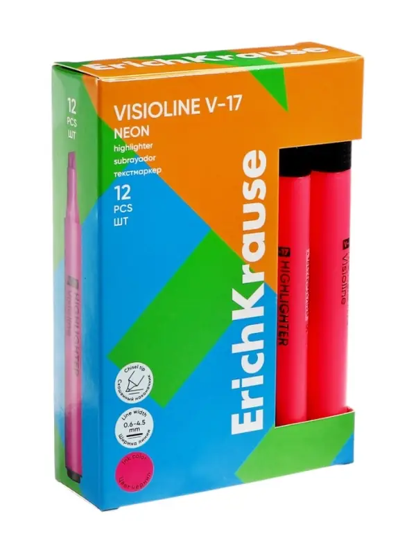 Маркер текстовыделитель ErichKrause Visioline V-17, 0.6-4.5 мм, чернила на водной основе, розовый Маркер текстовыделитель ErichKrause Visioline V-17, 0.6-4.5 мм, чернила на водной основе, розовый