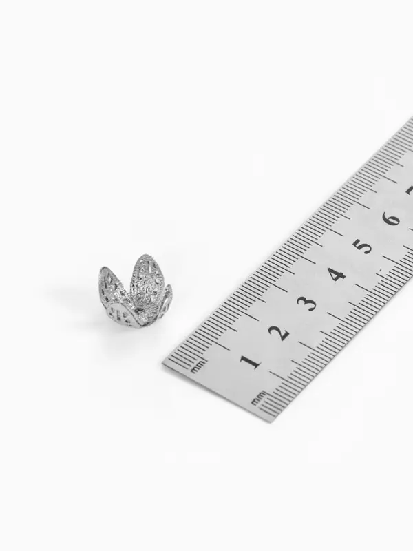 Шапочки для бусин (набор 10 шт.), СМ-051-1, 14&times;14&times;7 мм, цвет серебро