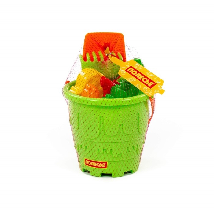 Набор для игры в песке №527: ведро-замок большое, лопатка №5, грабельки №5, формочки Набор для игры в песке №527: ведро-замок большое, лопатка №5, грабельки №5, формочки