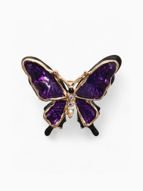 Брошь &laquo;Бабочка&raquo;, дарк, чёрно-фиолетовая в чернёном золоте