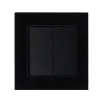 Выключатель TOT Glossy Glass, 10 А, 2 клавиши, скрытый монтаж, стеклянная рамка, чёрный