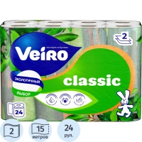 Бумага туалетная Linia Veiro Classic 2сл бел втор 15м 140л24рул/уп 5с224