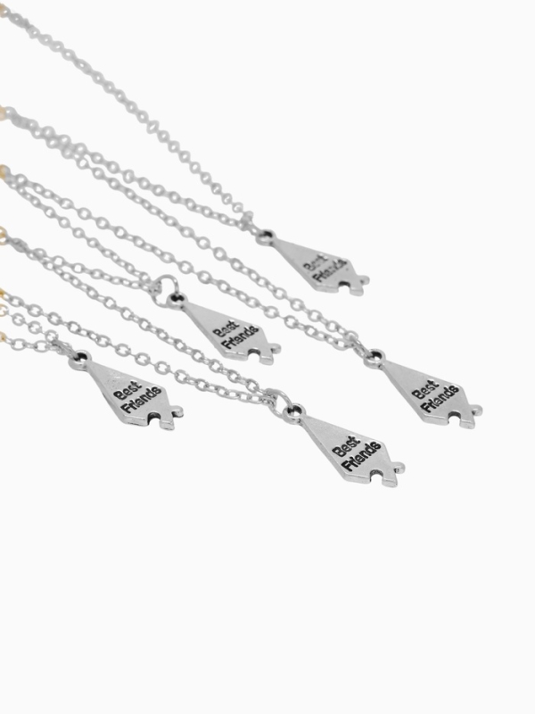 Кулоны «Неразлучники» пять пазлов, цвет серебро, 45 см