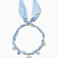 Колье-чокер на платке "Стиль". цвет голубой с золотом