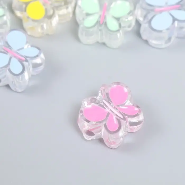 Бусина пластик "Летний бриз. Бабочка" глянец МИКС 2х1,8х0,9 см