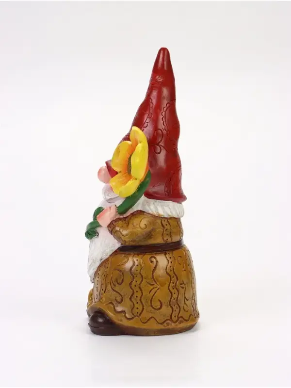 Садовая фигура из полистоуна &laquo;Гном с цветком&raquo;, 13&times;14&times;30 см, Greengo