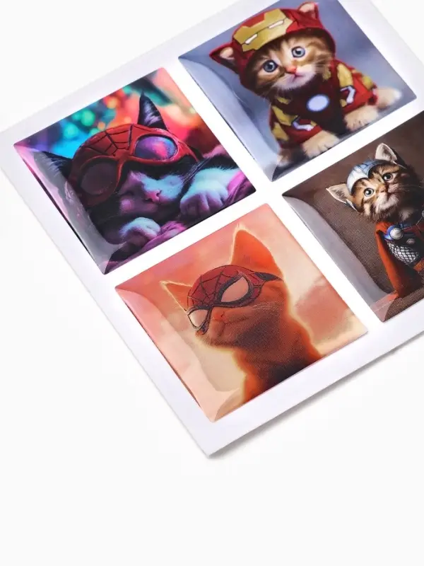 Объемные 3D стикеры на телефон &laquo;Котики - супергерои&raquo;, 4 шт, 3 &times; 3 см
