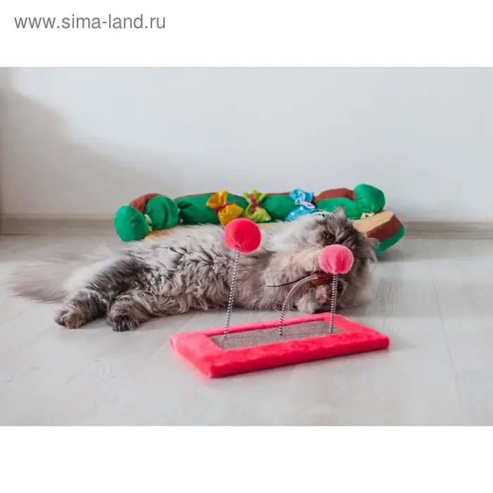 Игрушка для кошек с 3 дразнилками и когтеточкой, 27 х 15,5 х 25 см  микс цветов Игрушка для кошек с 3 дразнилками и когтеточкой, 27 х 15,5 х 25 см  микс цветов