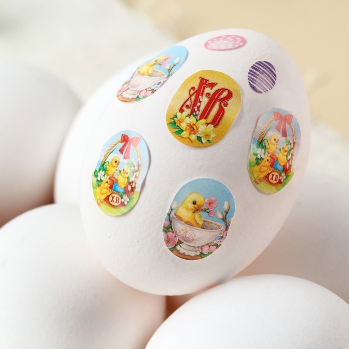 Пасхальный набор «Цыплята», 2 красителя: жёлтый, розовый + наклейки для яиц Пасхальный набор «Цыплята», 2 красителя: жёлтый, розовый + наклейки для яиц