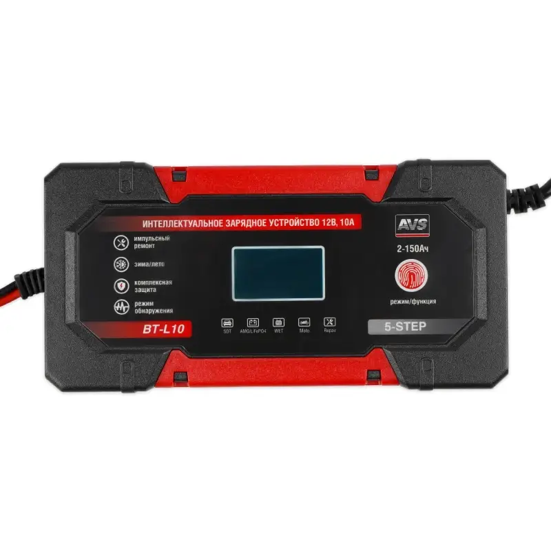 Интеллектуальное зарядное устройство для автомобильного аккумулятора AVS BT-L10 (10A) 12V