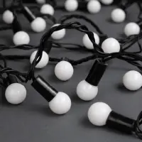 Гирлянда &laquo;Нить&raquo; 10 м с насадками &laquo;Шарики 1.5 см&raquo;, IP44, тёмная нить, 100 LED, свечение бело-синее, мигание, 220 В