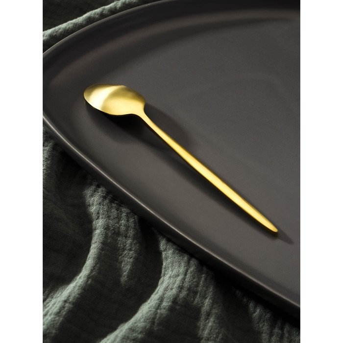 Ложка чайная из нержавеющей стали Magistro «Оску базис», длина 15 см, цвет золотой Ложка чайная из нержавеющей стали Magistro «Оску базис», длина 15 см, цвет золотой
