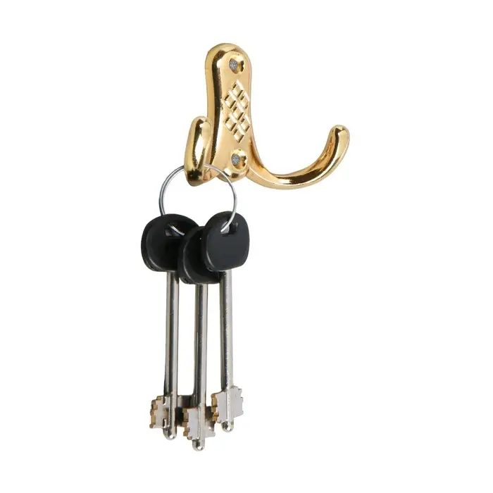 Крючок мебельный ТУНДРА TKd=024, двухрожковый, золото