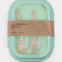 Ланч-бокс , 3 отделения, вилка и ложка, размер 22х16х6,5 см, цвет ментоловый