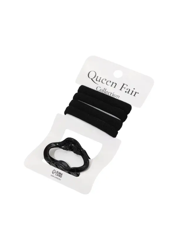 Набор для волос QF &laquo;Вивьен&raquo;, 4 резинки 5.5 см, краб 4.5 см, волна, чёрный