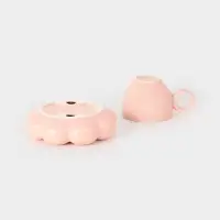 Чайная пара "Облако" цвет розовый, блюдце 14х3см, чашка 12х8,5х7 см