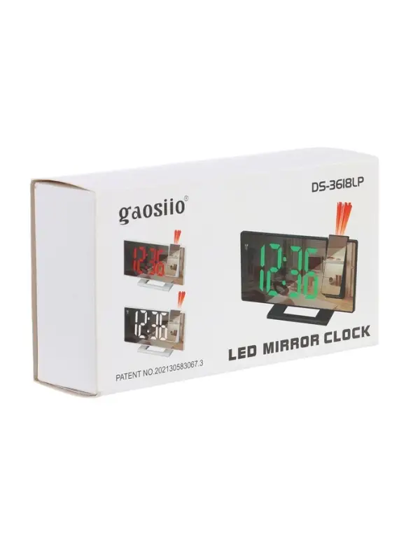 Часы-будильник электронные настольные с проекцией на потолок, 18.4&times;7.5 см, белая индикация