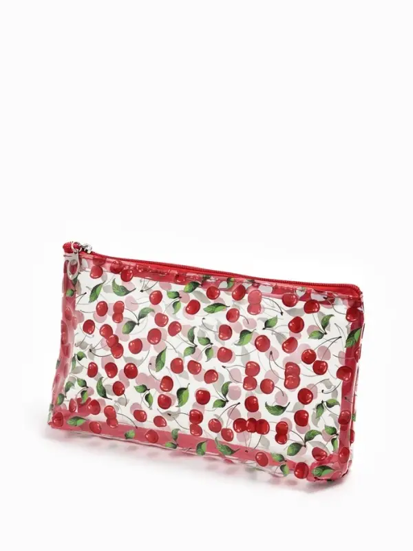 Косметичка ПВХ Вишня 25*5*15, отд на молнии,  прозрачный