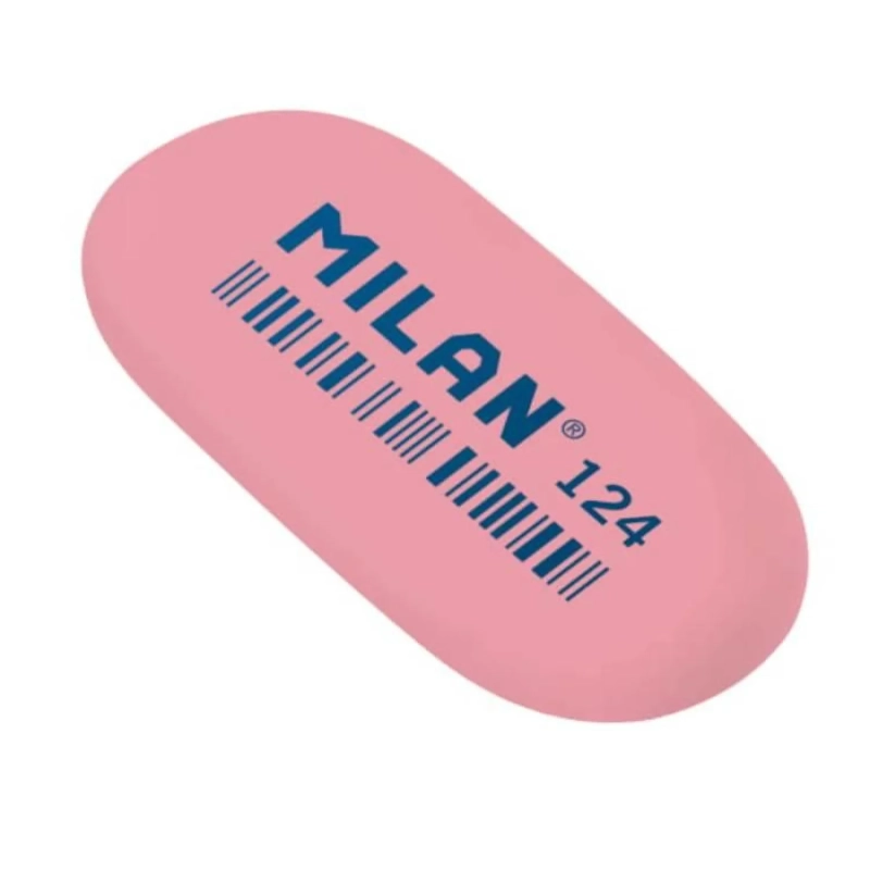 Ластик каучуковый Milan 124 овальный для стирания графита, цв. в ассорт