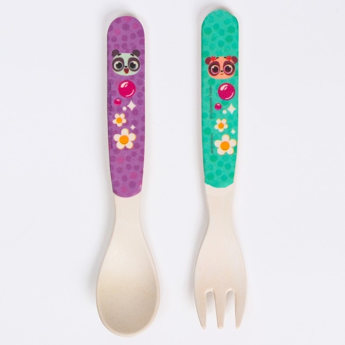 Набор детских столовых приборов из бамбука: вилка и ложка Дракоша Тоша Набор детских столовых приборов из бамбука: вилка и ложка Дракоша Тоша