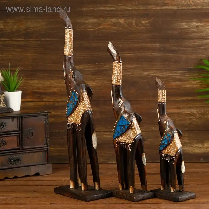 Набор сувенирный "Слоники" (30,40,50) 18х12х50 см