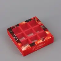 Коробка подарочная под 9 конфет &laquo;Новогодняя&raquo;, 14.5&times;14.5&times;3.5 см