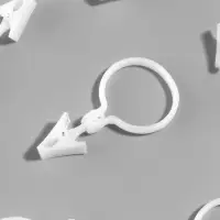 Кольцо для карниза, с зажимом, d=33/38 мм, 12 шт., белое